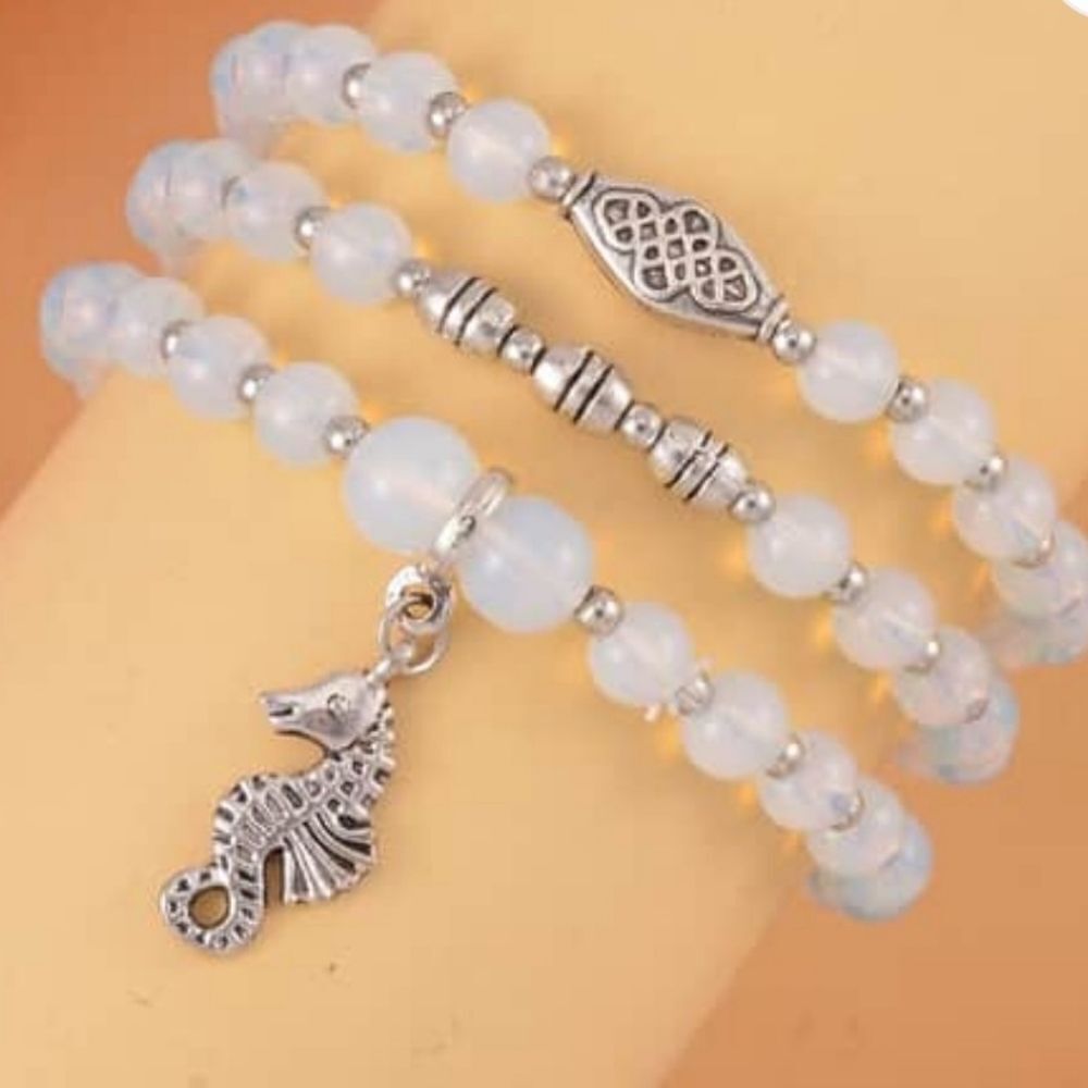 Set of 3 Opalite Beaded Stretch Bracelets
